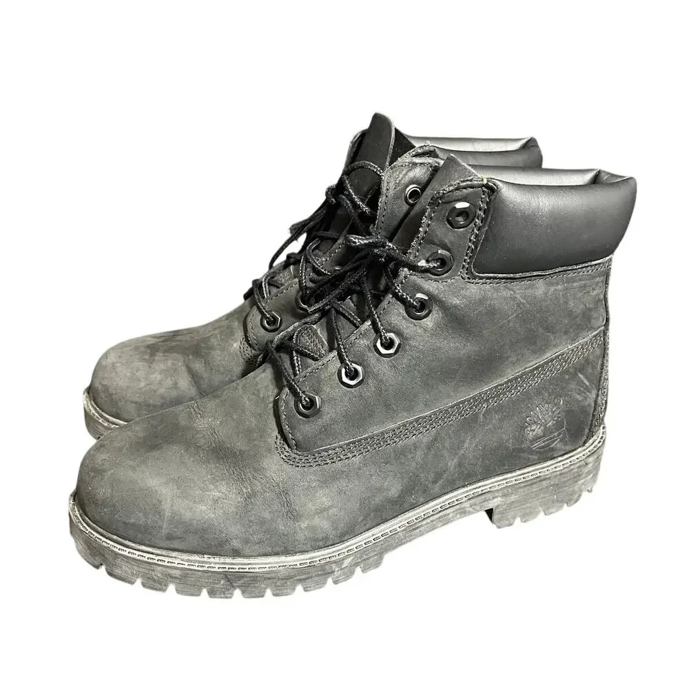 Timberland Black Leather Suede Waterproof‎ Lace Up Boots Kids 6.5 Womens 7.5